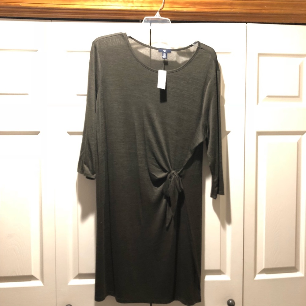 Side Tie Army Green Dress NWT